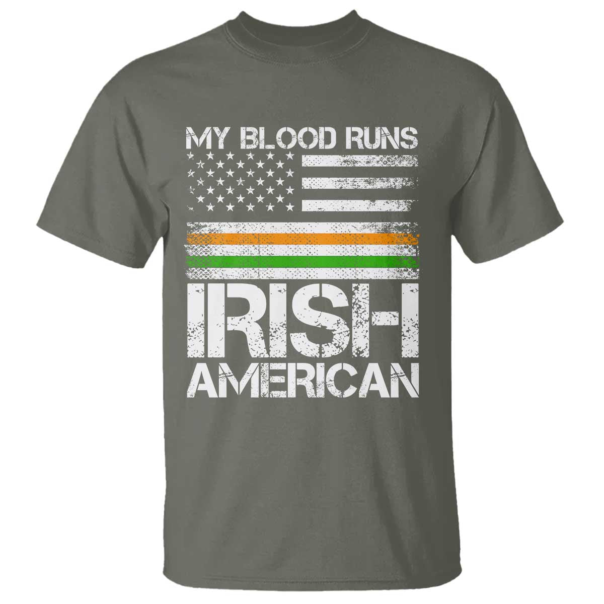 Irish American Pride T Shirt My Blood Runs Ireland America Flag