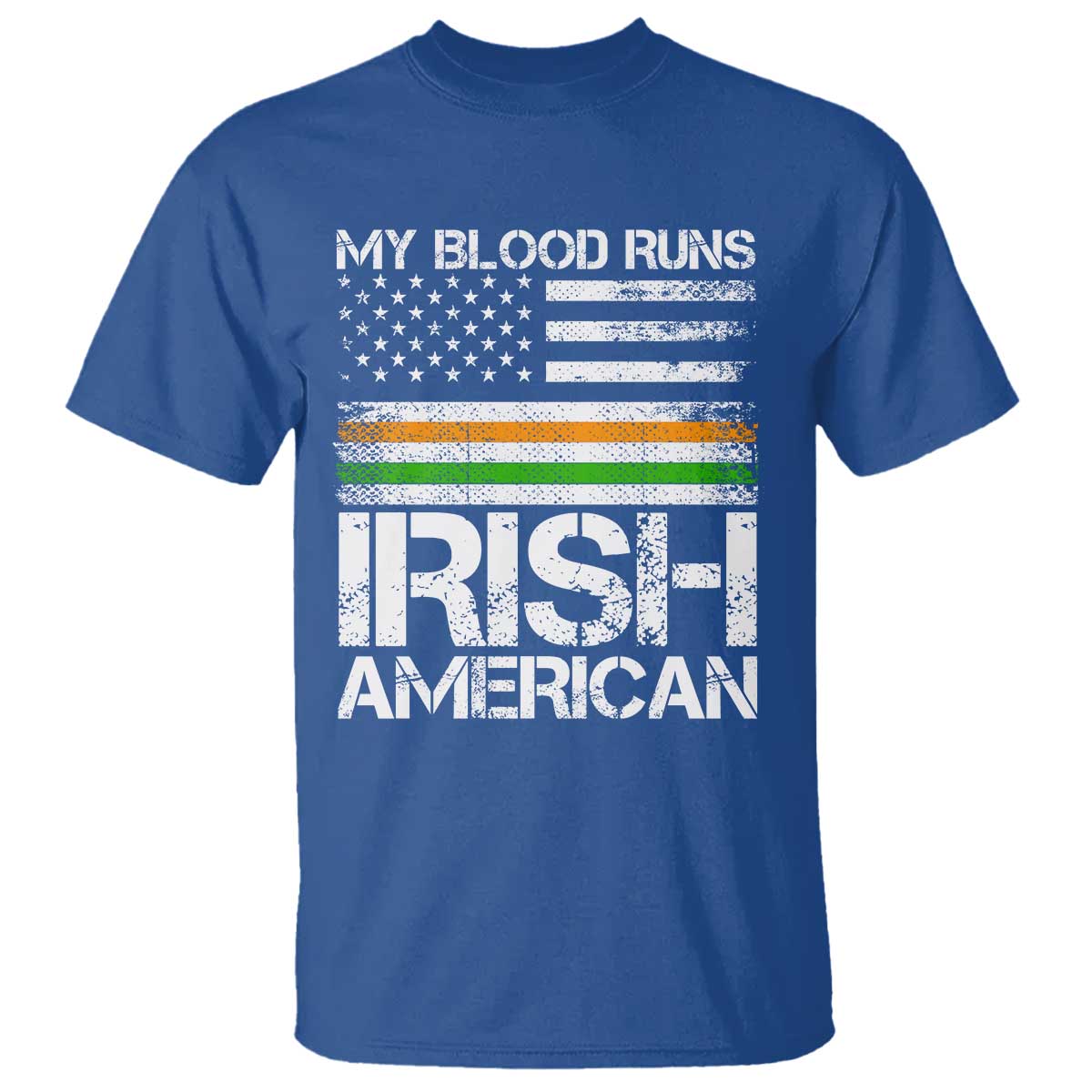 Irish American Pride T Shirt My Blood Runs Ireland America Flag
