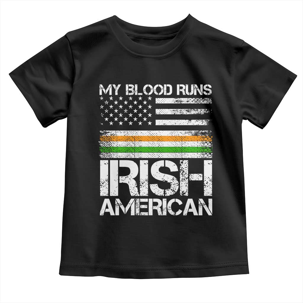 Irish American Pride Toddler T Shirt My Blood Runs Ireland America Flag