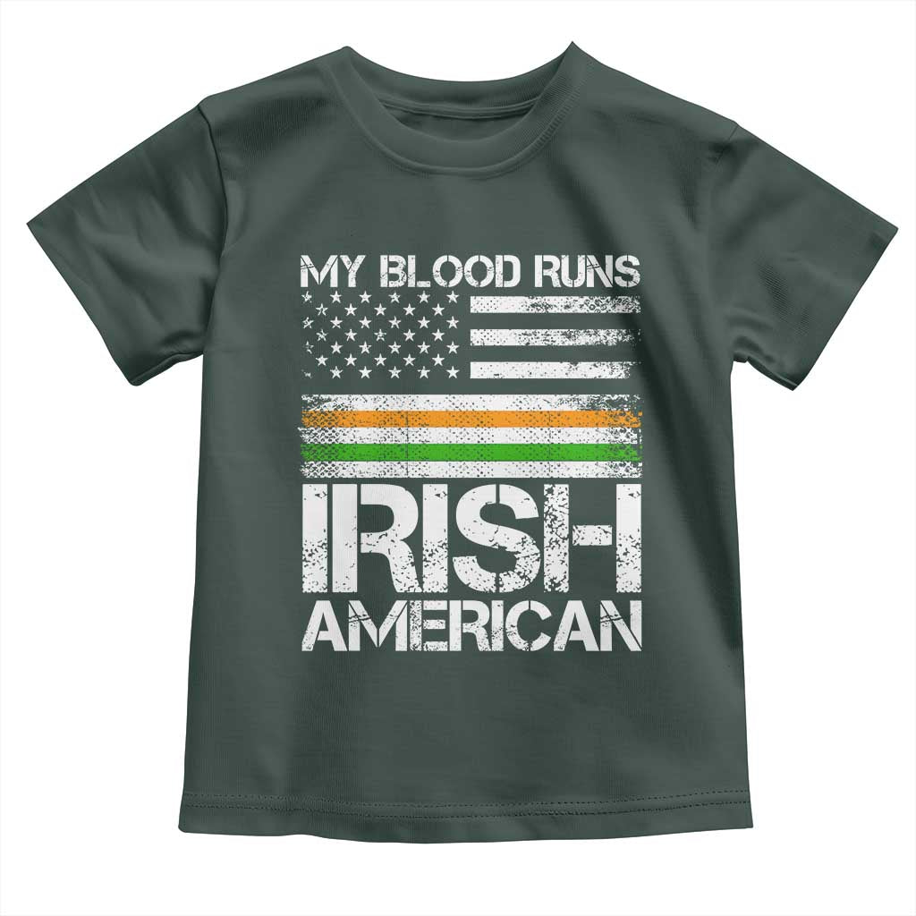 Irish American Pride Toddler T Shirt My Blood Runs Ireland America Flag