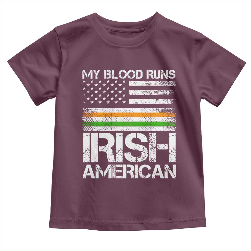 Irish American Pride Toddler T Shirt My Blood Runs Ireland America Flag