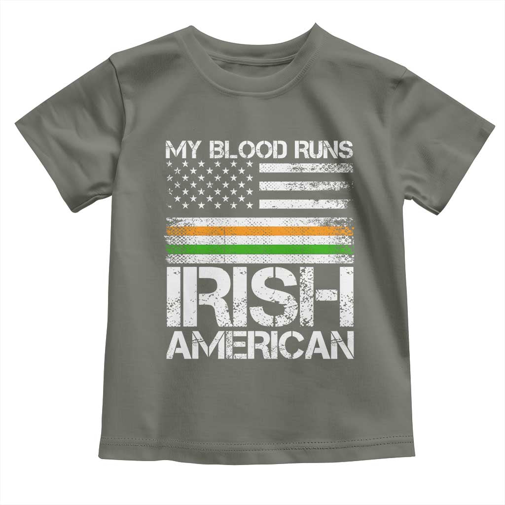 Irish American Pride Toddler T Shirt My Blood Runs Ireland America Flag