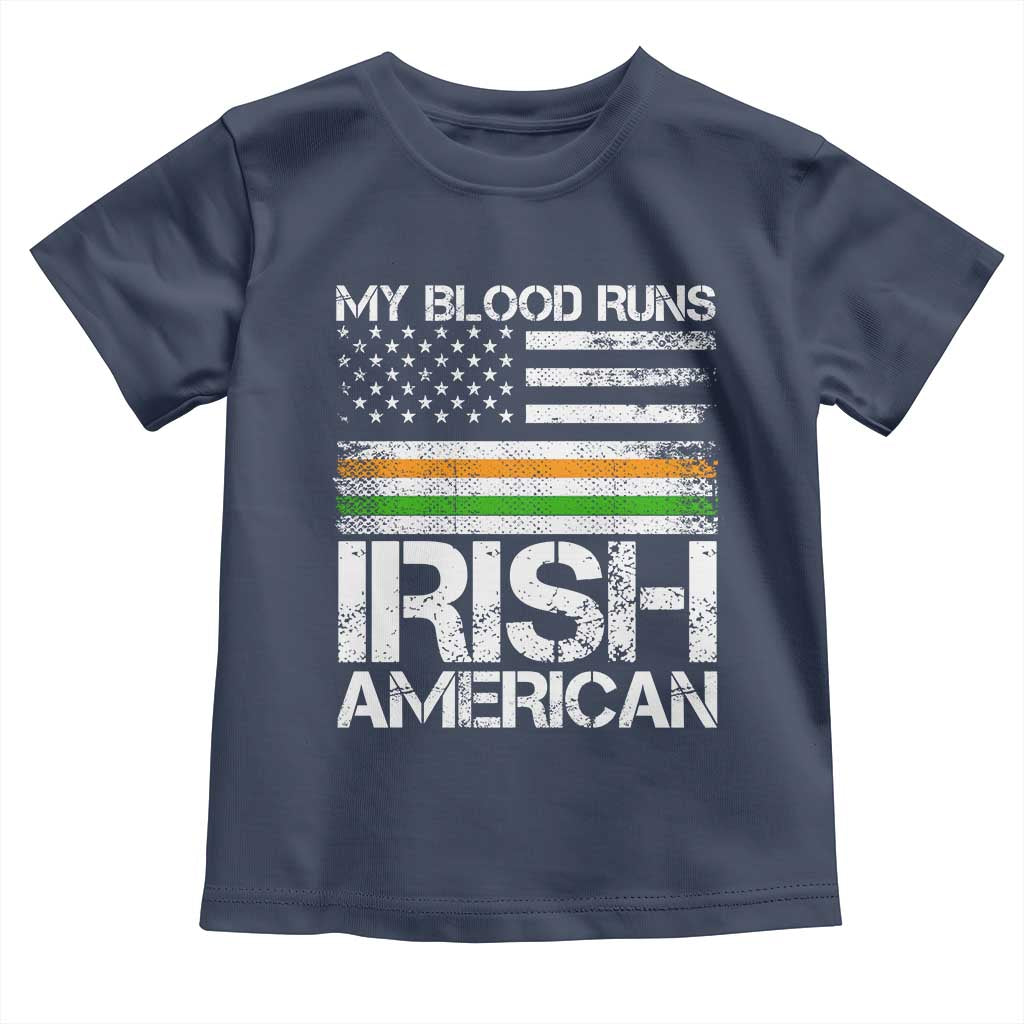Irish American Pride Toddler T Shirt My Blood Runs Ireland America Flag