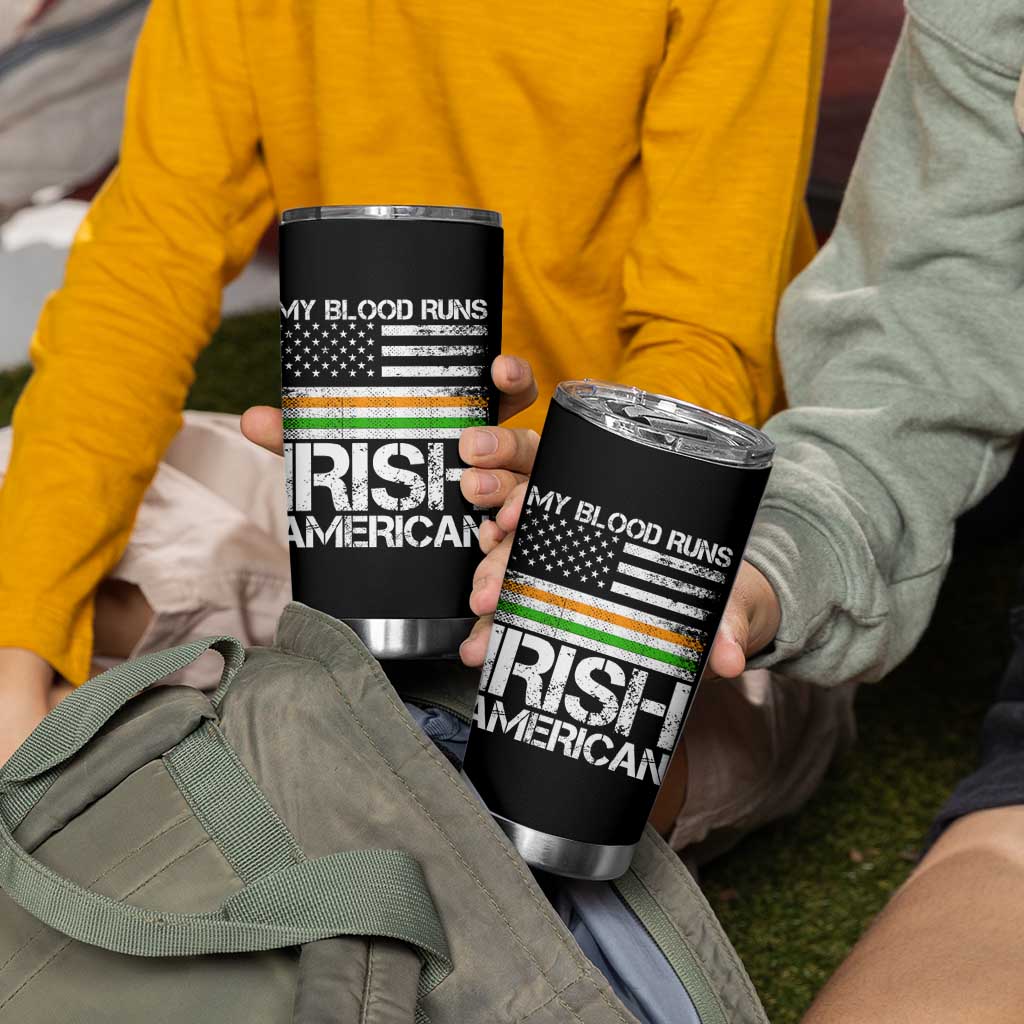 Irish American Pride Tumbler Cup My Blood Runs Ireland America Flag