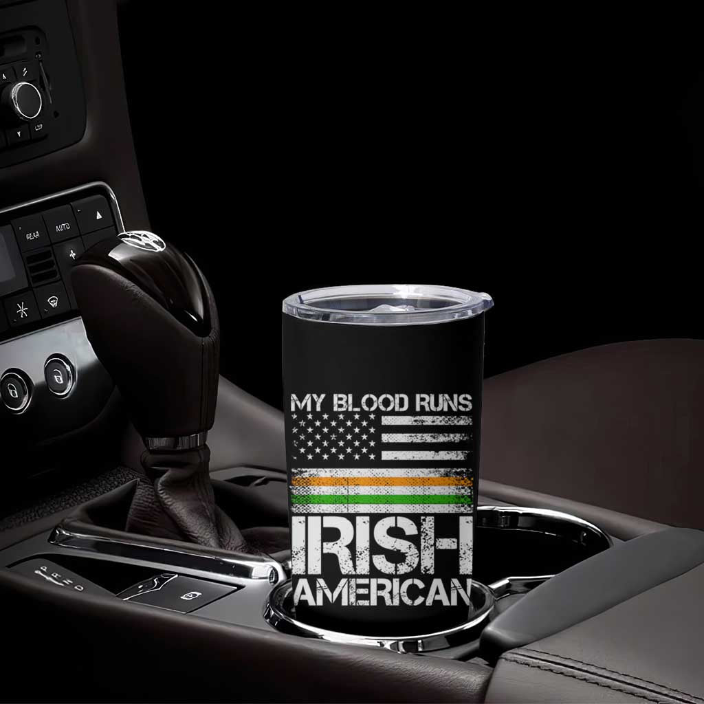 Irish American Pride Tumbler Cup My Blood Runs Ireland America Flag
