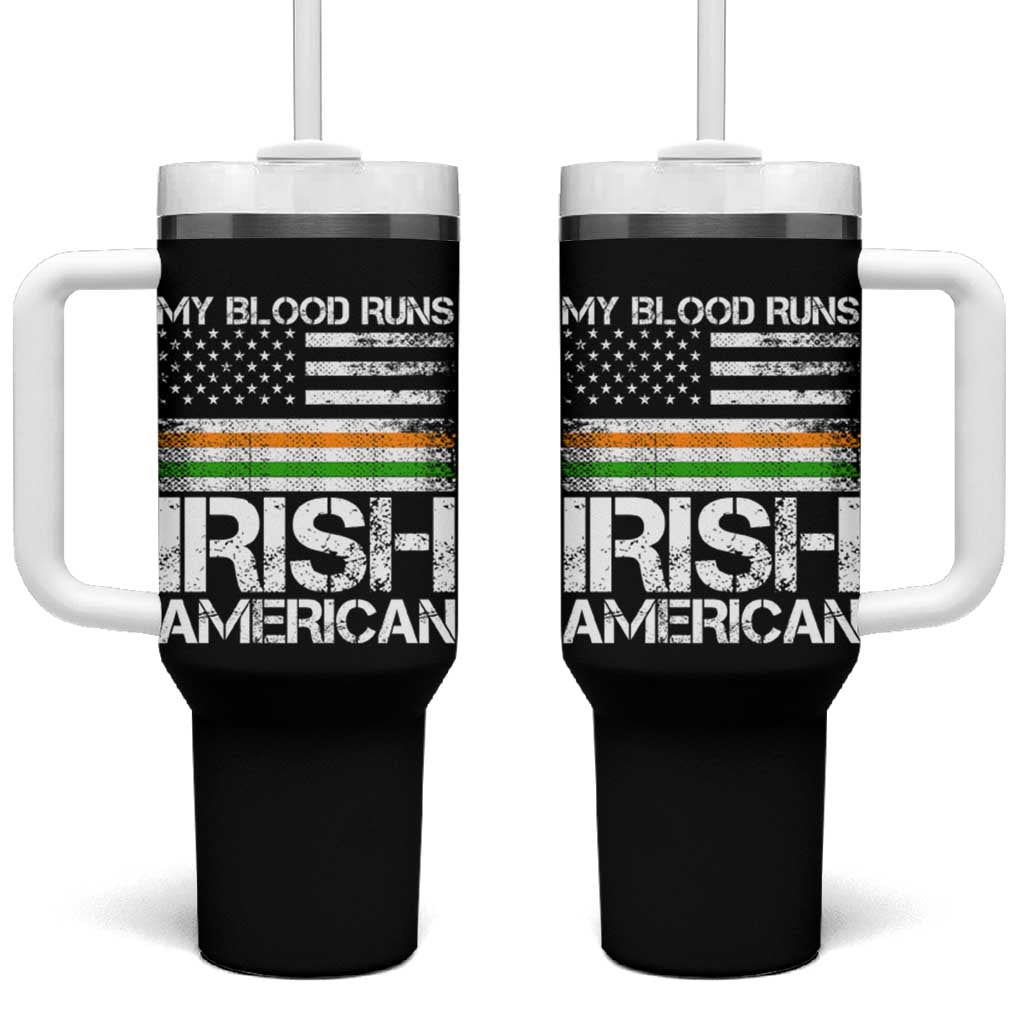 Irish American Pride Tumbler With Handle My Blood Runs Ireland America Flag