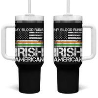 Irish American Pride Tumbler With Handle My Blood Runs Ireland America Flag