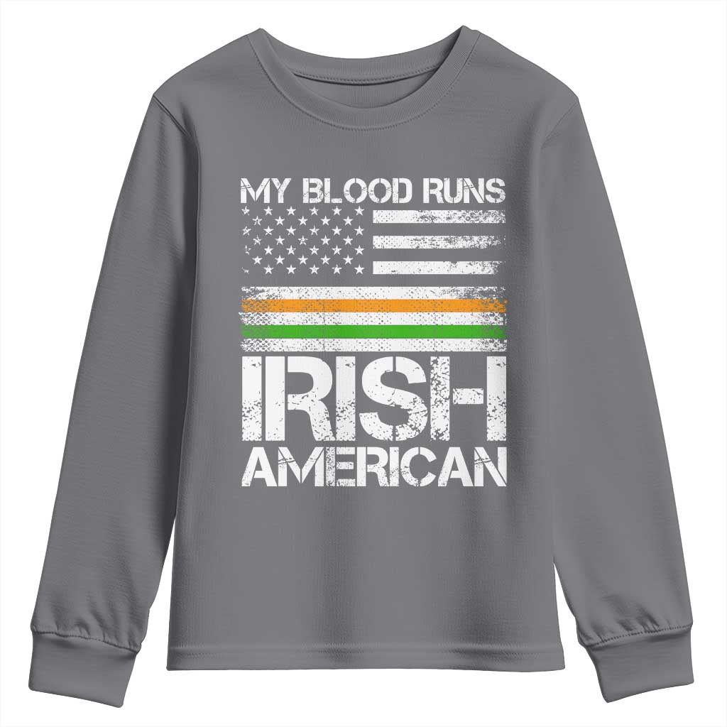 Irish American Pride Youth Sweatshirt My Blood Runs Ireland America Flag