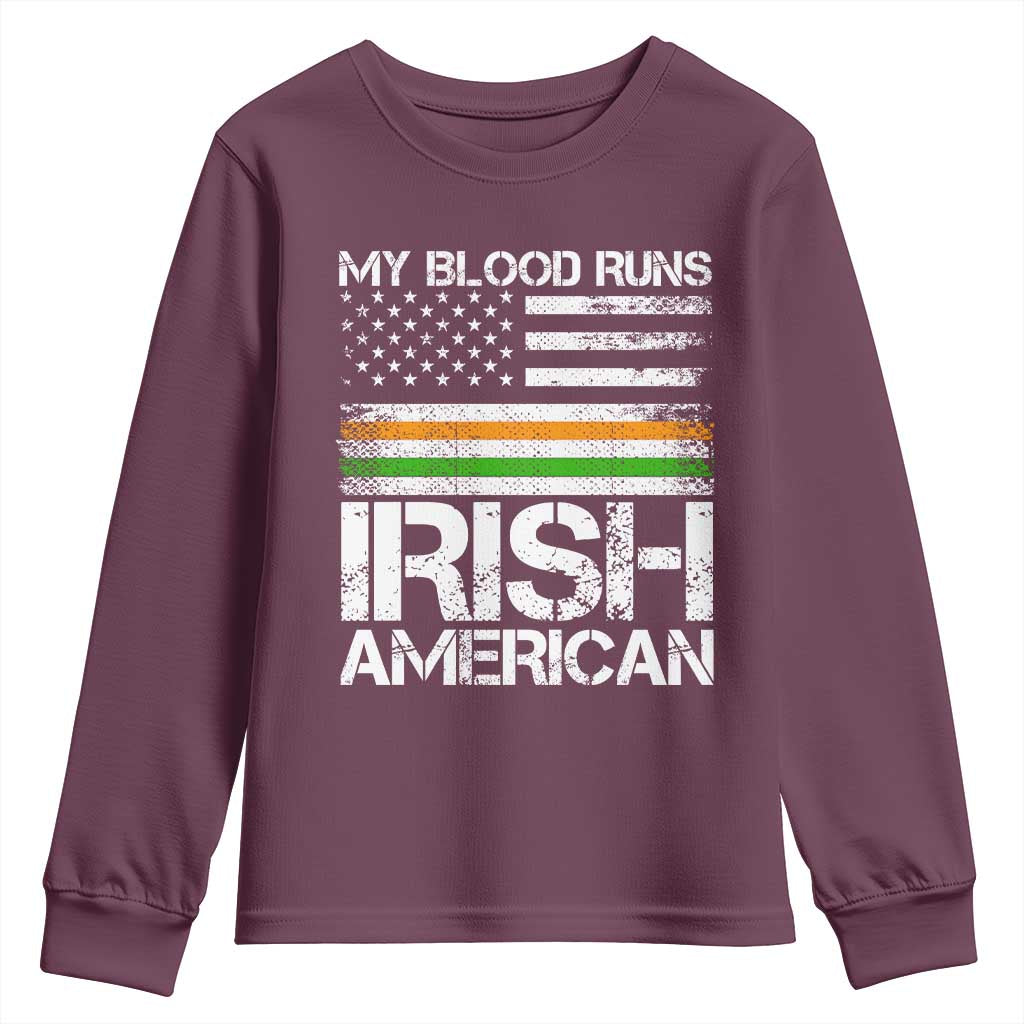 Irish American Pride Youth Sweatshirt My Blood Runs Ireland America Flag