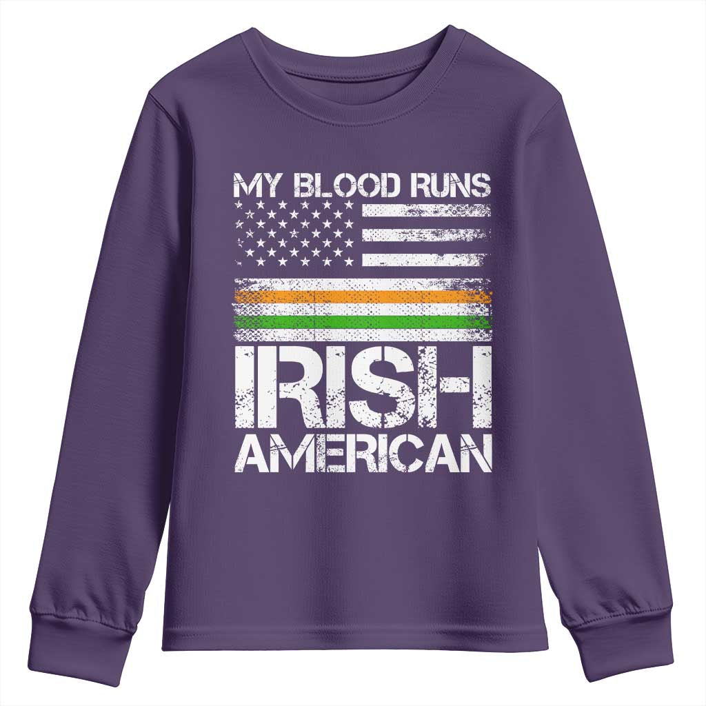Irish American Pride Youth Sweatshirt My Blood Runs Ireland America Flag
