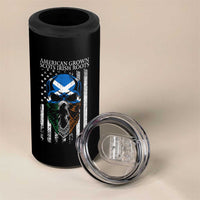 American Grown With Scots Irish Roots 4 in 1 Can Cooler Tumbler American Ulster Scots Skull Flag