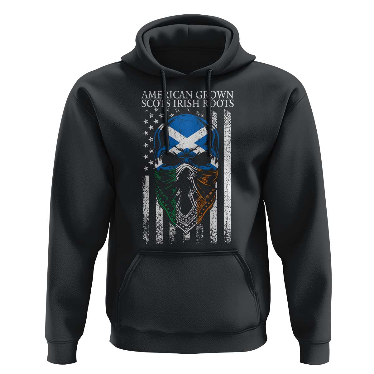 American Grown With Scots Irish Roots Hoodie American Ulster Scots Skull Flag
