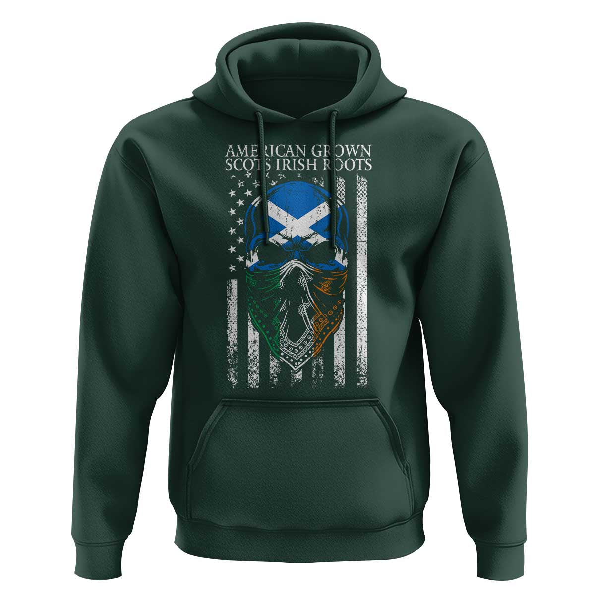 American Grown With Scots Irish Roots Hoodie American Ulster Scots Skull Flag