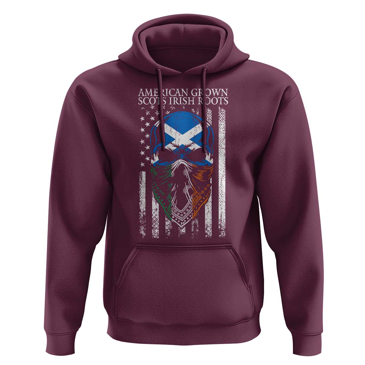 American Grown With Scots Irish Roots Hoodie American Ulster Scots Skull Flag