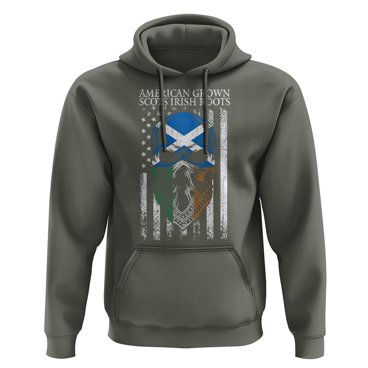 American Grown With Scots Irish Roots Hoodie American Ulster Scots Skull Flag