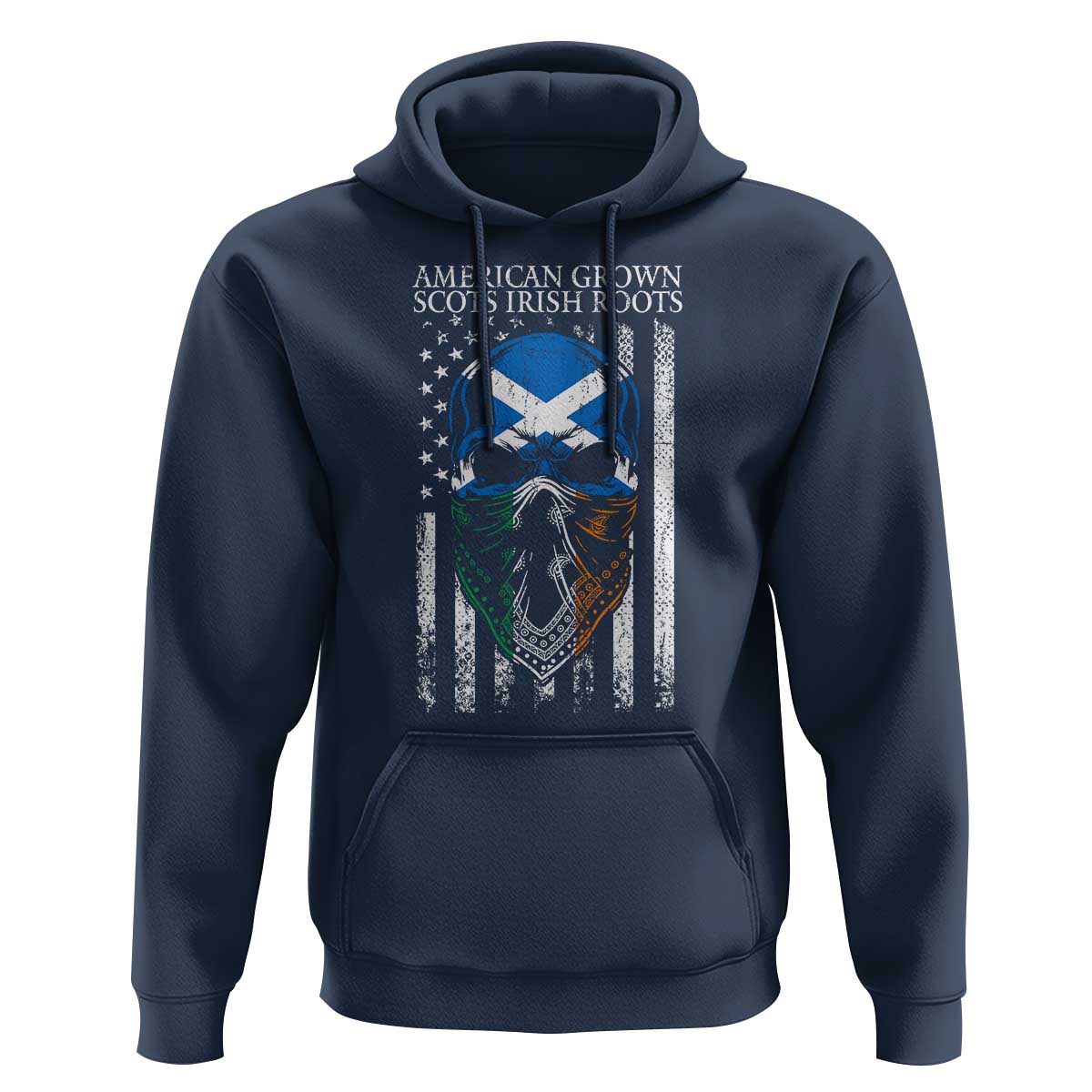 American Grown With Scots Irish Roots Hoodie American Ulster Scots Skull Flag