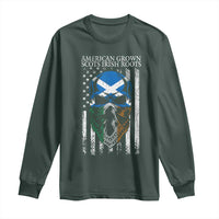 American Grown With Scots Irish Roots Long Sleeve Shirt American Ulster Scots Skull Flag