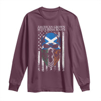 American Grown With Scots Irish Roots Long Sleeve Shirt American Ulster Scots Skull Flag