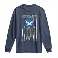 American Grown With Scots Irish Roots Long Sleeve Shirt American Ulster Scots Skull Flag