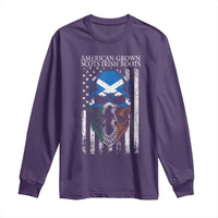 American Grown With Scots Irish Roots Long Sleeve Shirt American Ulster Scots Skull Flag
