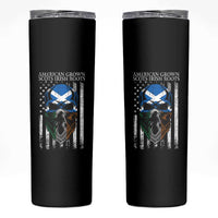 American Grown With Scots Irish Roots Skinny Tumbler American Ulster Scots Skull Flag