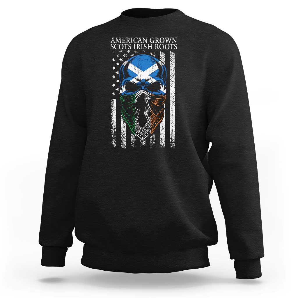 American Grown With Scots Irish Roots Sweatshirt American Ulster Scots Skull Flag