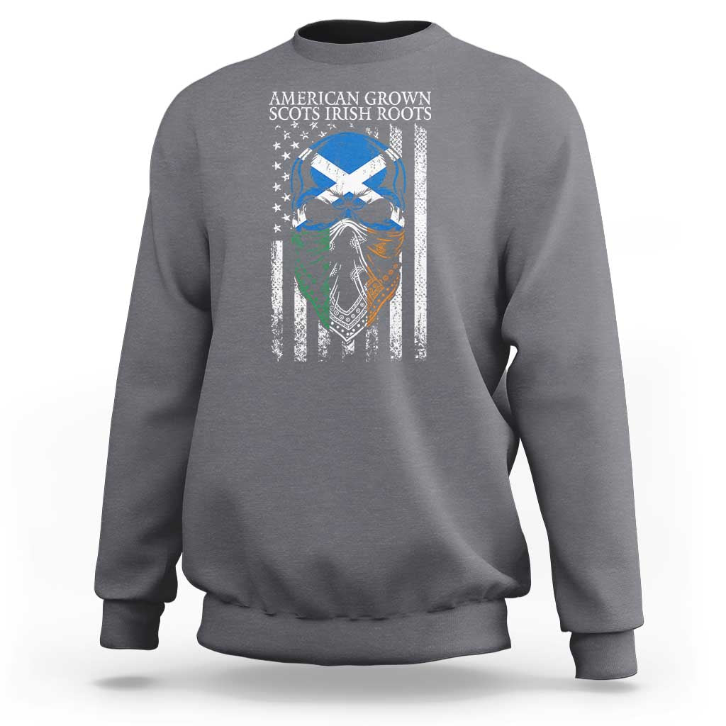 American Grown With Scots Irish Roots Sweatshirt American Ulster Scots Skull Flag
