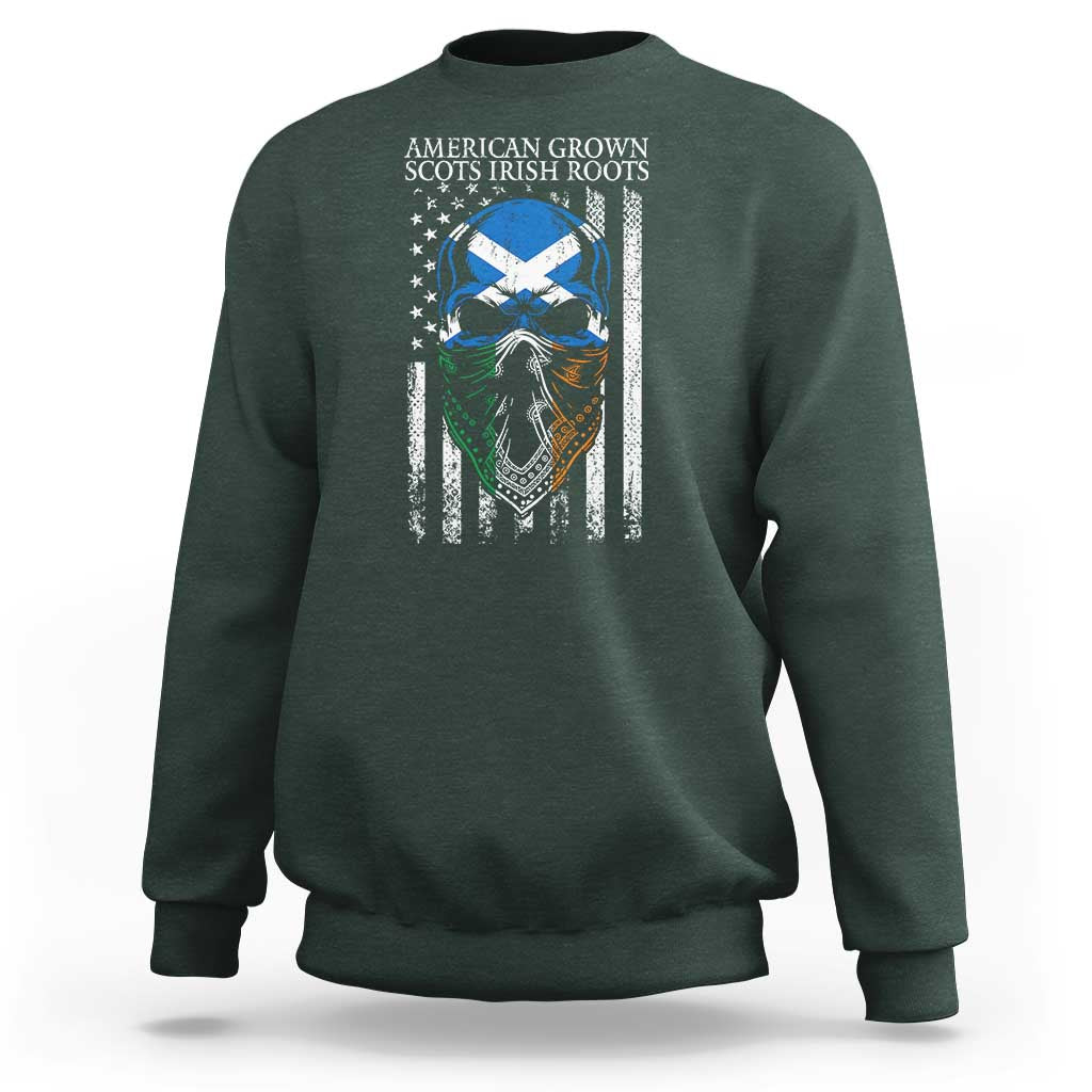 American Grown With Scots Irish Roots Sweatshirt American Ulster Scots Skull Flag
