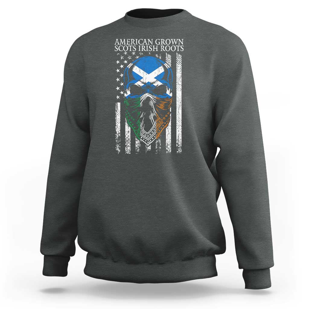 American Grown With Scots Irish Roots Sweatshirt American Ulster Scots Skull Flag