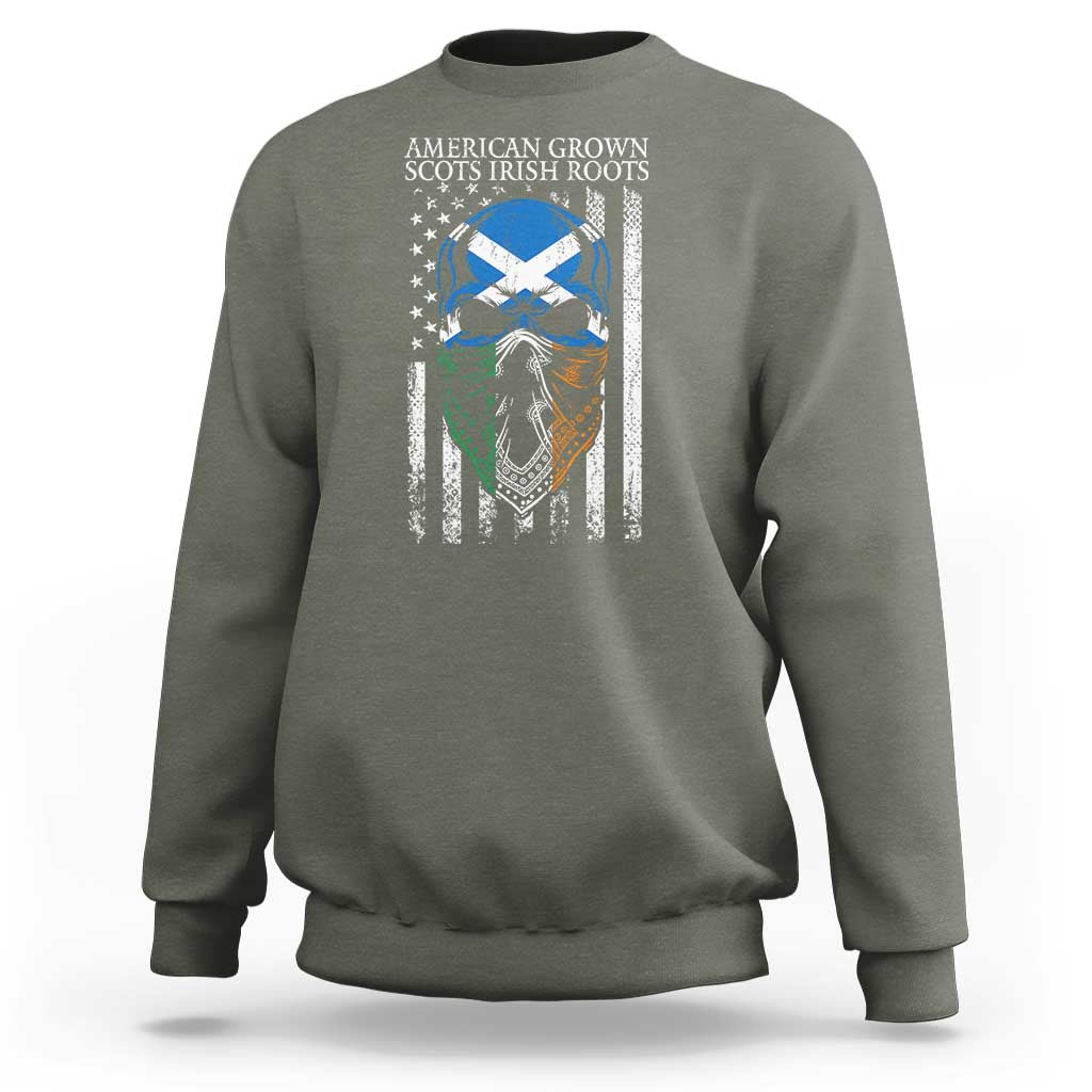American Grown With Scots Irish Roots Sweatshirt American Ulster Scots Skull Flag
