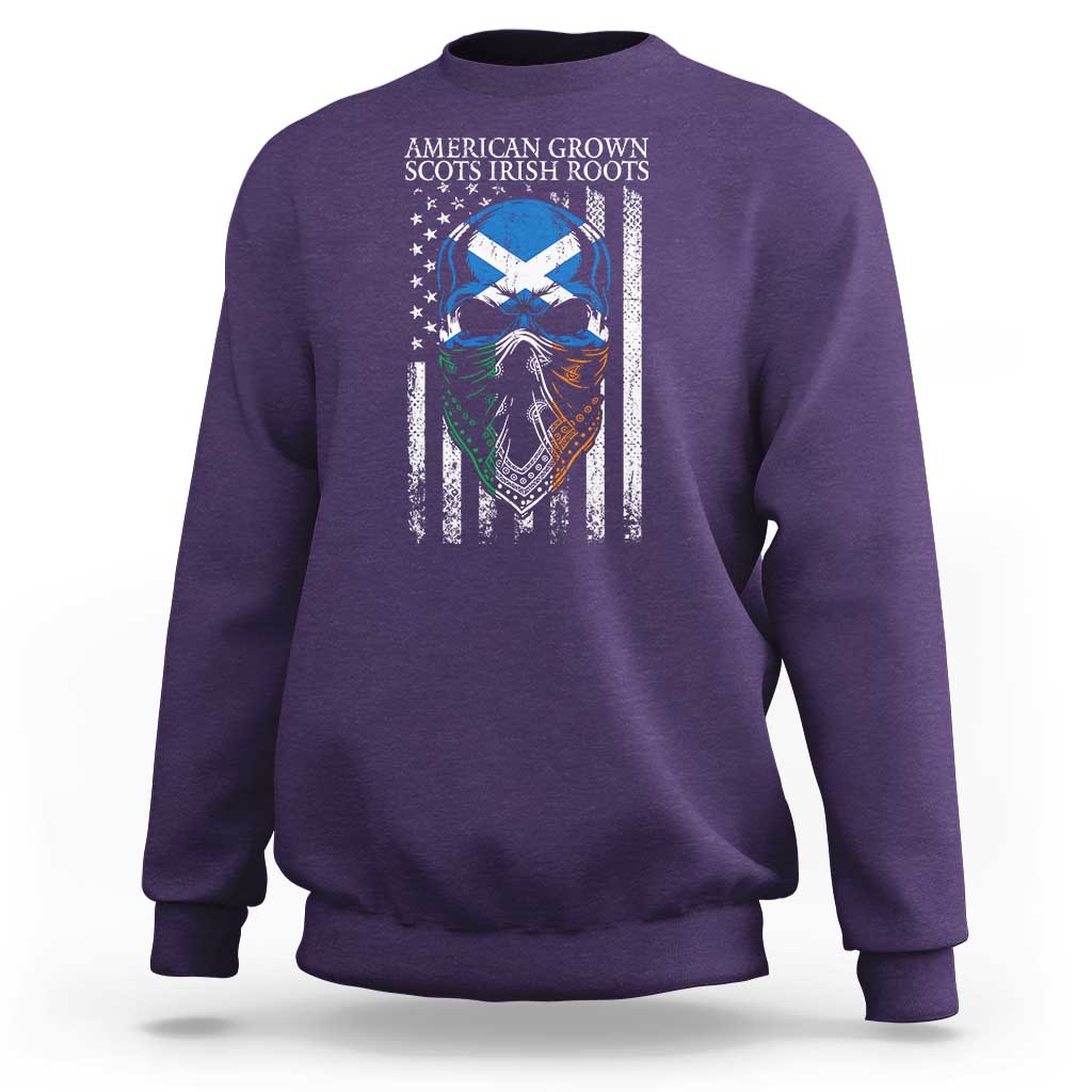 American Grown With Scots Irish Roots Sweatshirt American Ulster Scots Skull Flag