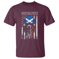American Grown With Scots Irish Roots T Shirt American Ulster Scots Skull Flag