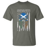 American Grown With Scots Irish Roots T Shirt American Ulster Scots Skull Flag