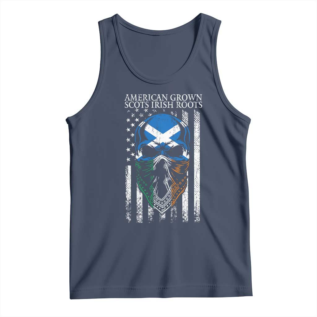 American Grown With Scots Irish Roots Tank Top American Ulster Scots Skull Flag