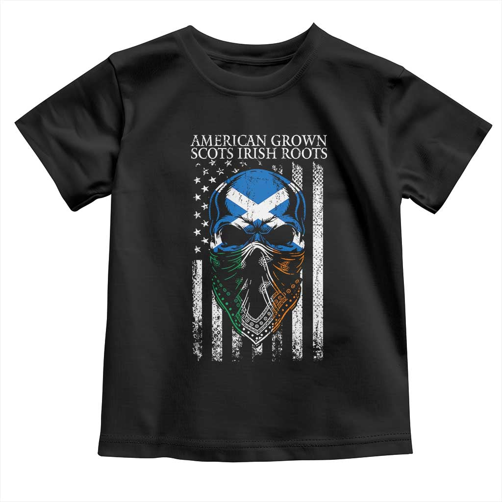 American Grown With Scots Irish Roots Toddler T Shirt American Ulster Scots Skull Flag