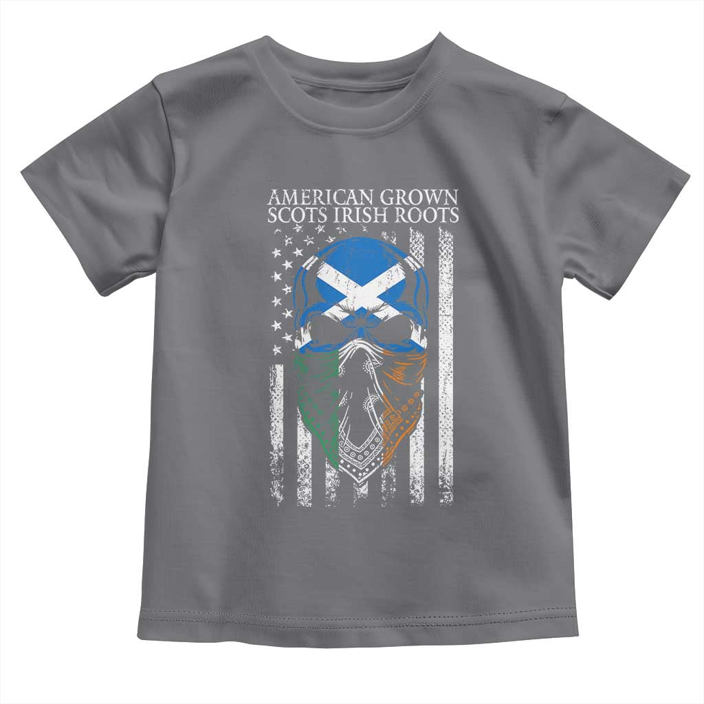 American Grown With Scots Irish Roots Toddler T Shirt American Ulster Scots Skull Flag