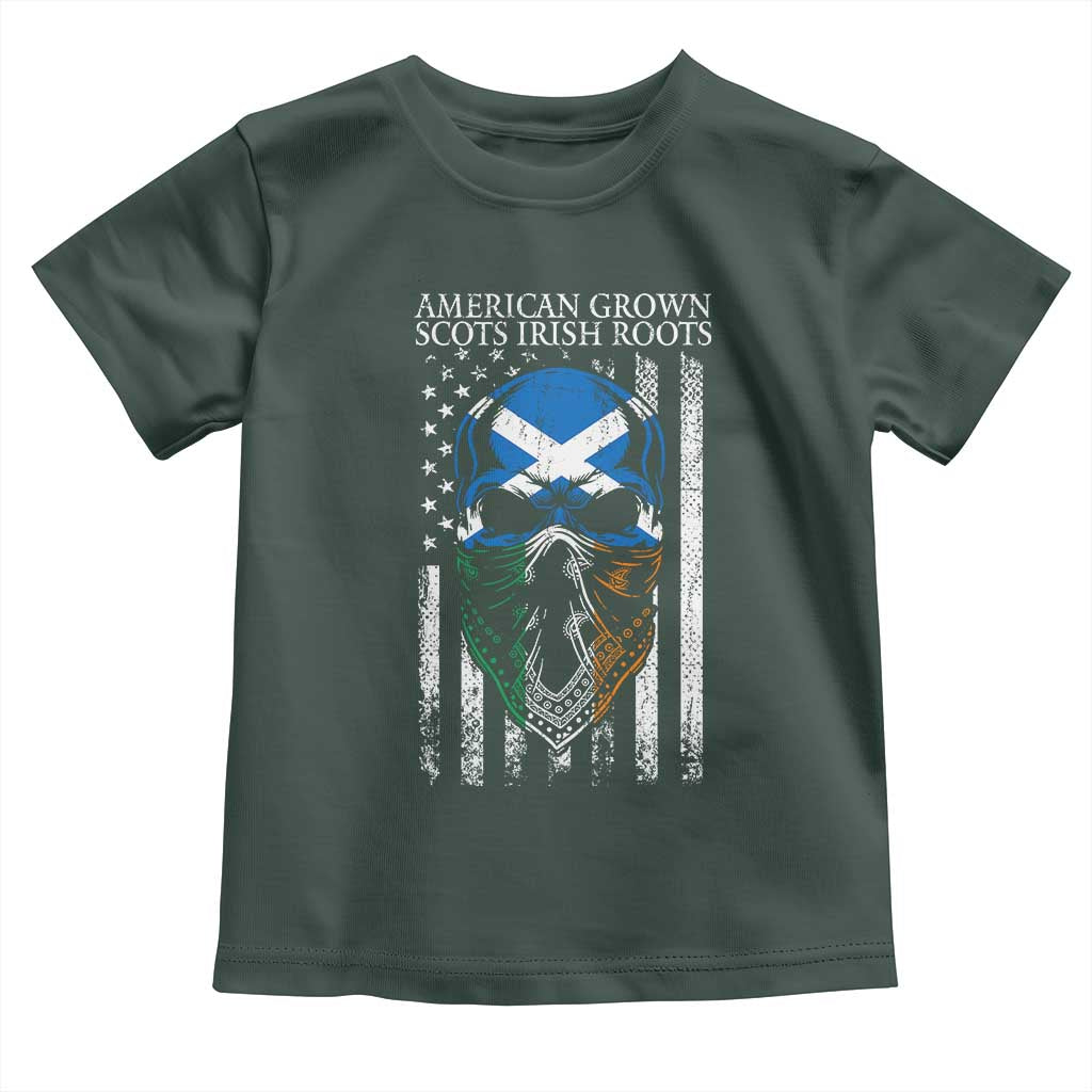 American Grown With Scots Irish Roots Toddler T Shirt American Ulster Scots Skull Flag