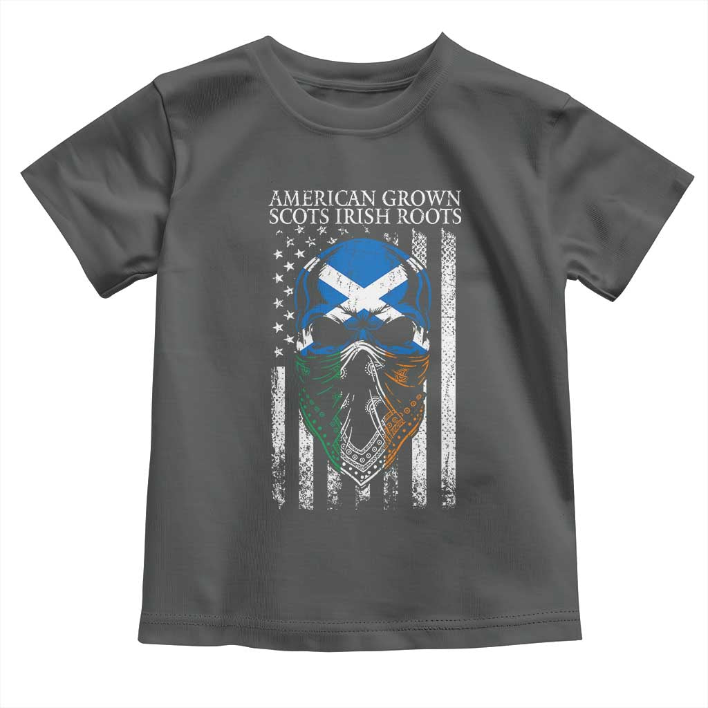 American Grown With Scots Irish Roots Toddler T Shirt American Ulster Scots Skull Flag