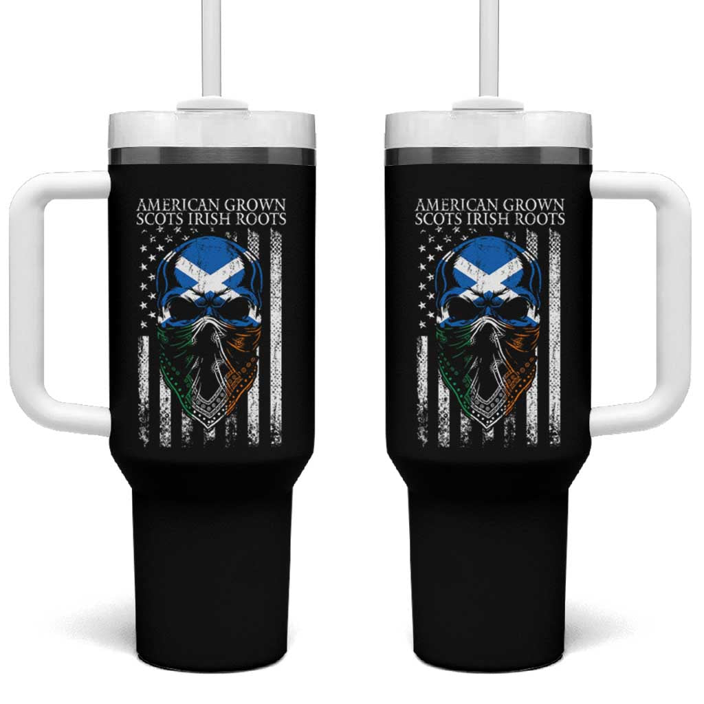 American Grown With Scots Irish Roots Tumbler With Handle American Ulster Scots Skull Flag