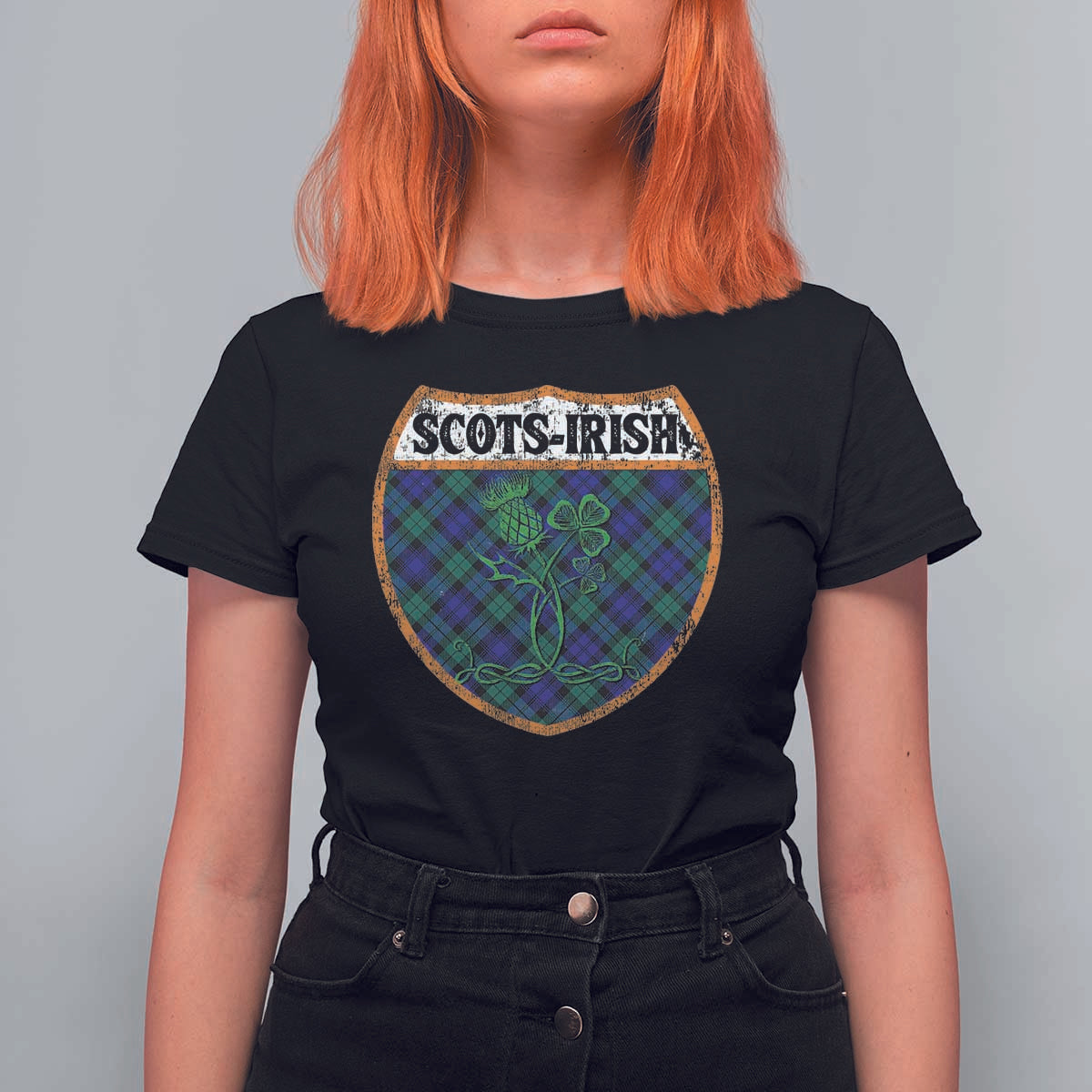 Scots-Irish Pride T Shirt For Women Shamrock Ulster Scots Scotch Irish Shamrock Thistle