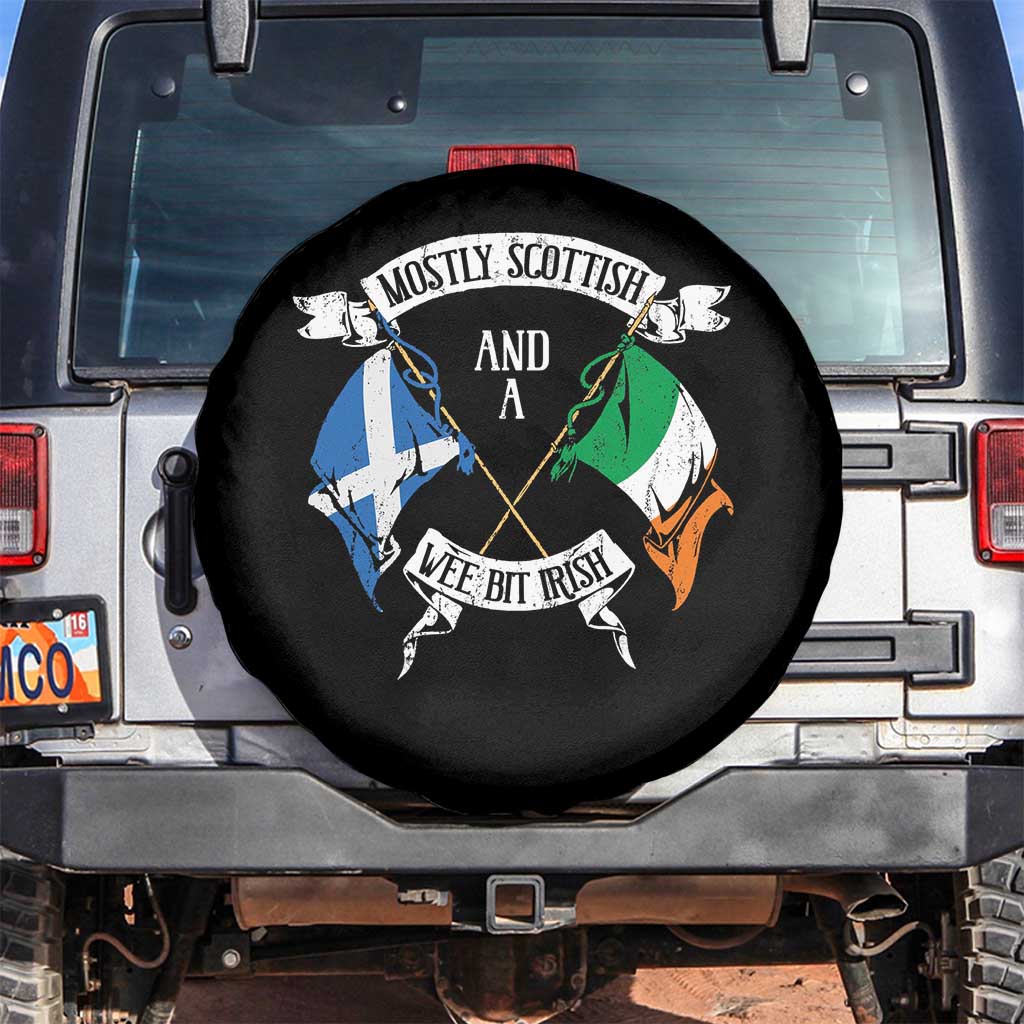 Funny Scots-Irish Pride Spare Tire Cover Mostly Scottish Wee Bit Irish