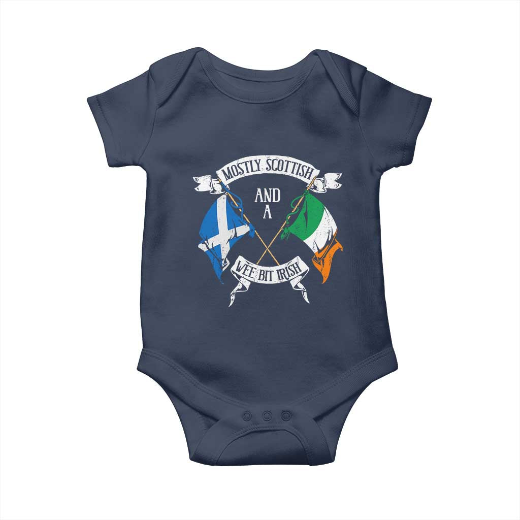 Funny Scots-Irish Pride Baby Onesie Mostly Scottish Wee Bit Irish