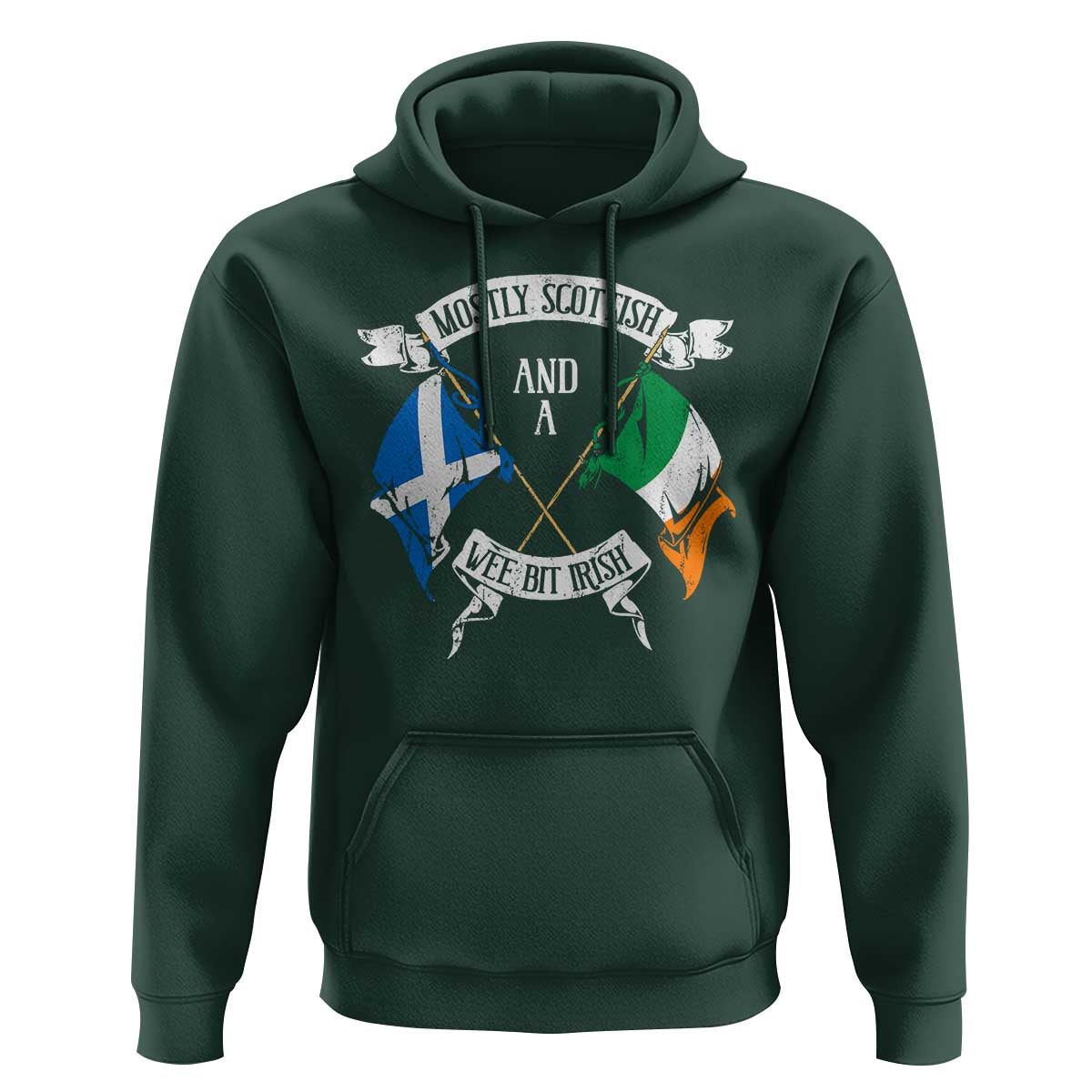 Funny Scots-Irish Pride Hoodie Mostly Scottish Wee Bit Irish