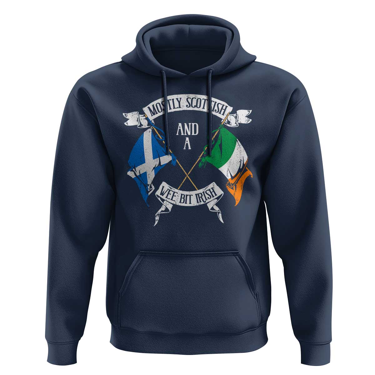 Funny Scots-Irish Pride Hoodie Mostly Scottish Wee Bit Irish