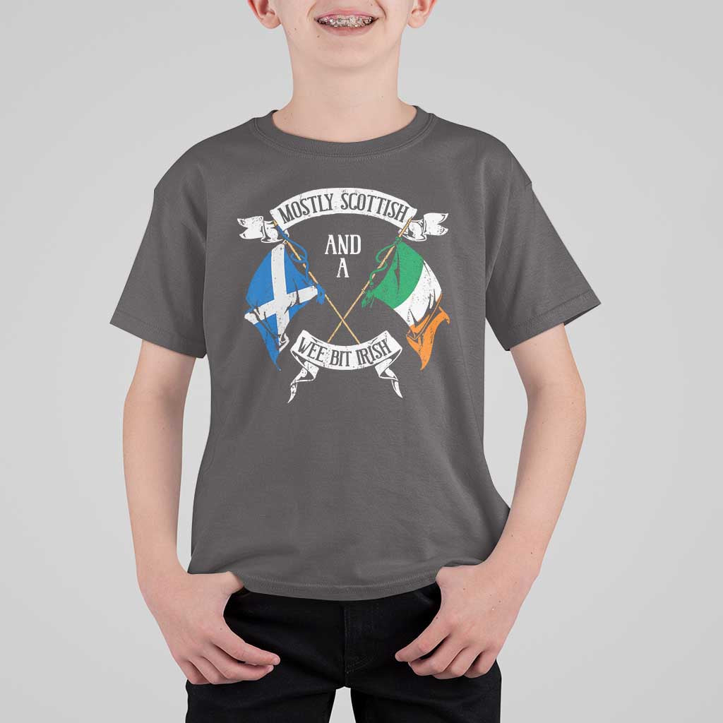Funny Scots-Irish Pride T Shirt For Kid Mostly Scottish Wee Bit Irish