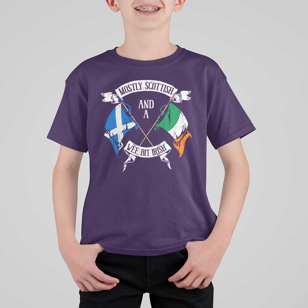 Funny Scots-Irish Pride T Shirt For Kid Mostly Scottish Wee Bit Irish