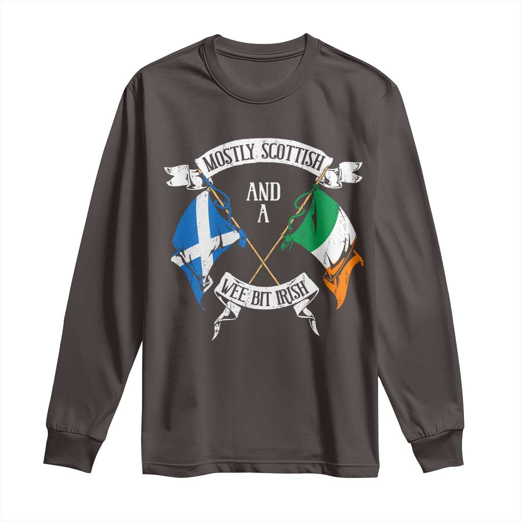 Funny Scots-Irish Pride Long Sleeve Shirt Mostly Scottish Wee Bit Irish