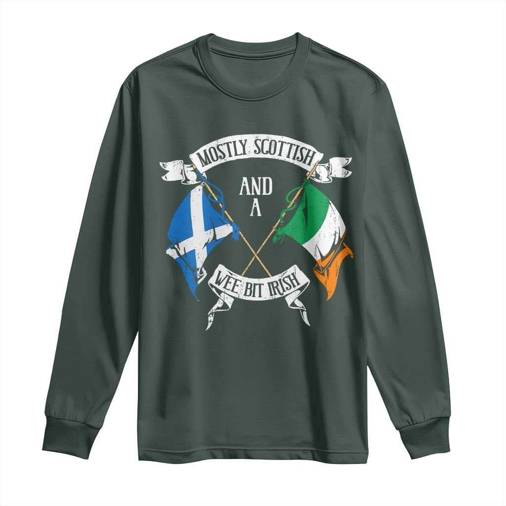 Funny Scots-Irish Pride Long Sleeve Shirt Mostly Scottish Wee Bit Irish