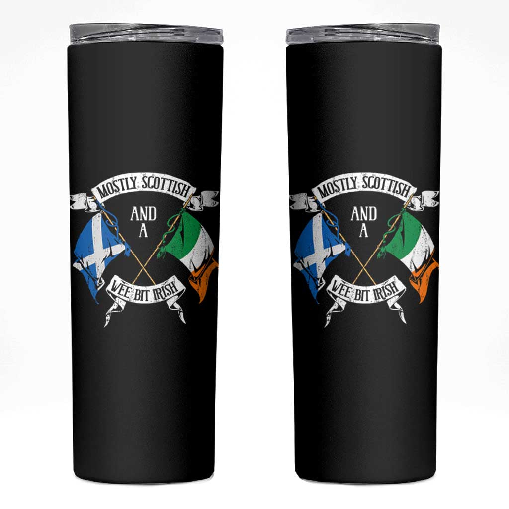 Funny Scots-Irish Pride Skinny Tumbler Mostly Scottish Wee Bit Irish