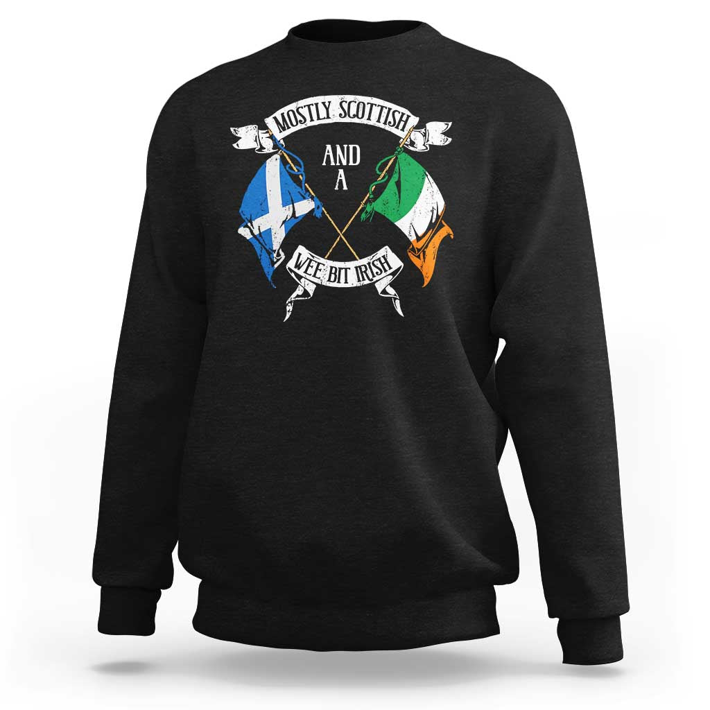 Funny Scots-Irish Pride Sweatshirt Mostly Scottish Wee Bit Irish